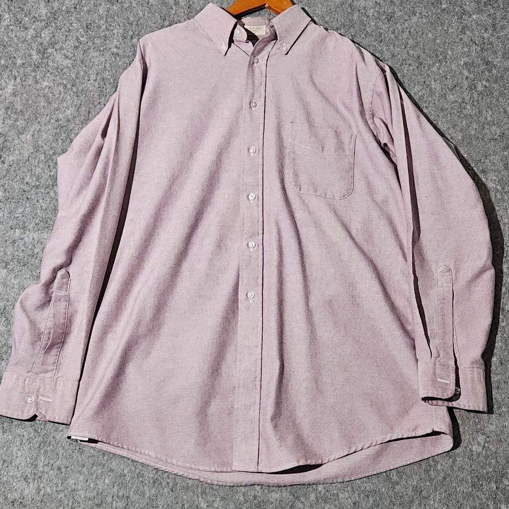 VTG LL Bean Mens Button Down Shirt 16.5 35 Long Sleeve USA Cotton Polyester